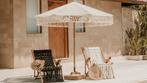 Mooie teakhouten handgeknoopte parasols € 499, Tuin en Terras, Parasols, Ophalen of Verzenden, Nieuw, Stokparasol