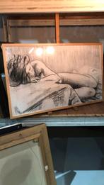 Houtskooltekening van een vrouw. Indrukwekkend., Ophalen of Verzenden, Zo goed als nieuw, Schilderij, Minder dan 50 cm