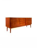 Vintage teakhouten sideboard, Koefoeds Hornslet ‘60, Vintage retro buisframe design rotan webbing papercord deens, Metaal, Ophalen of Verzenden