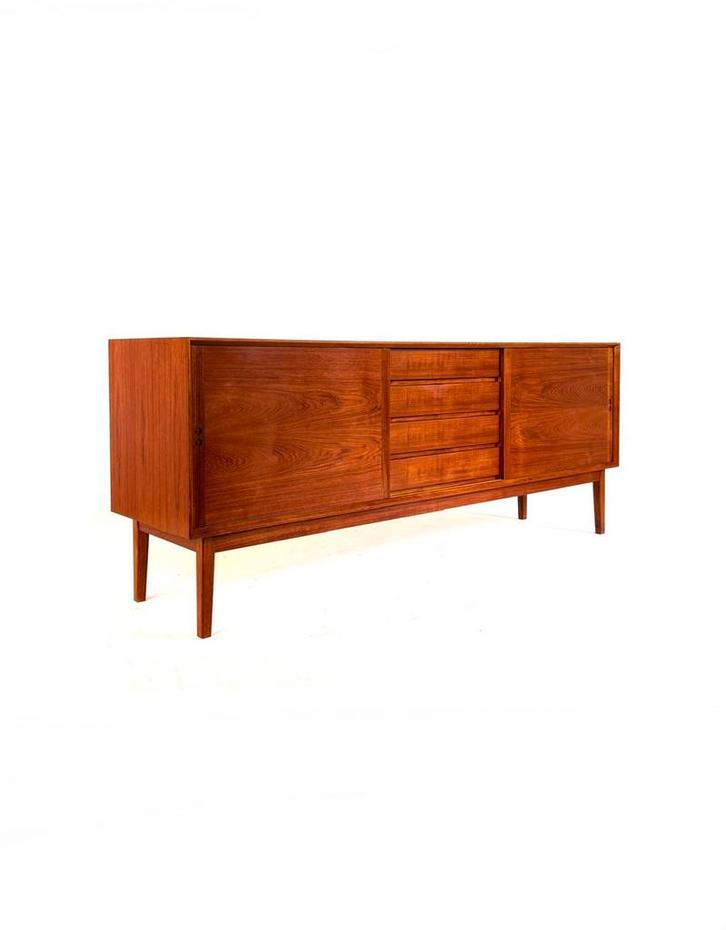 Vintage teakhouten sideboard, Koefoeds Hornslet ‘60, Huis en Inrichting, Kasten | Dressoirs, Zo goed als nieuw, 200 cm of meer