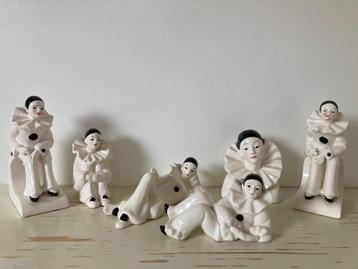 Zes pierrot beeldjes trieste witte clown met traan pierot beschikbaar voor biedingen