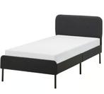 Ikea Slattum kunstleer 90 x 200 met matras en topper!, Ophalen, 90 cm, Eenpersoons, Zwart