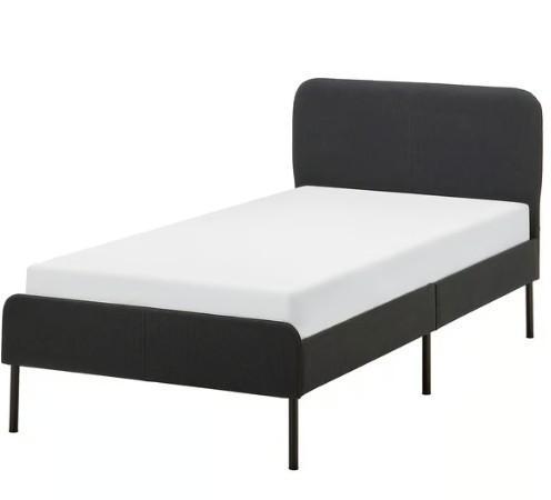 Ikea Slattum kunstleer 90 x 200 met matras en topper!, Huis en Inrichting, Slaapkamer | Bedden, Zo goed als nieuw, Eenpersoons