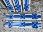 125 antieke tegelrandjes 15x2cm wit met blauw, new old stock, Antiek en Kunst, Antiek | Wandborden en Tegels, Ophalen of Verzenden