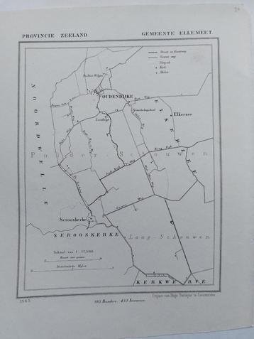20 / Ellemeet  Elkerzee  Oudendijke Litho 1865 van J. Kuyper beschikbaar voor biedingen