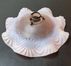 Opaline melkglas roze brocante hanglampje - Kwadraat, Ophalen of Verzenden