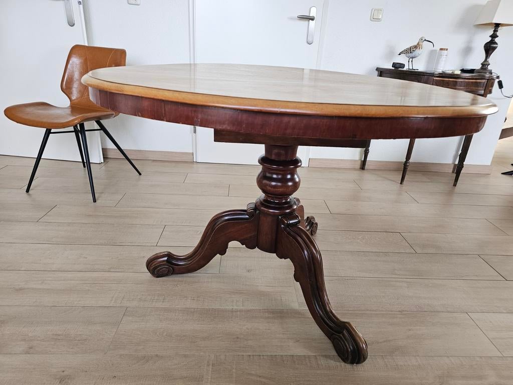 Mahonie ronde tafel antiek, Antiek en Kunst, Antiek | Meubels | Tafels, Ophalen
