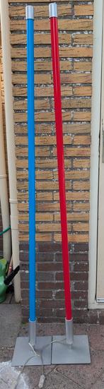 Vintage Staaflampen Rood & Blauw - 163cm, Huis en Inrichting, Ophalen, Gebruikt, Vintage, Metaal