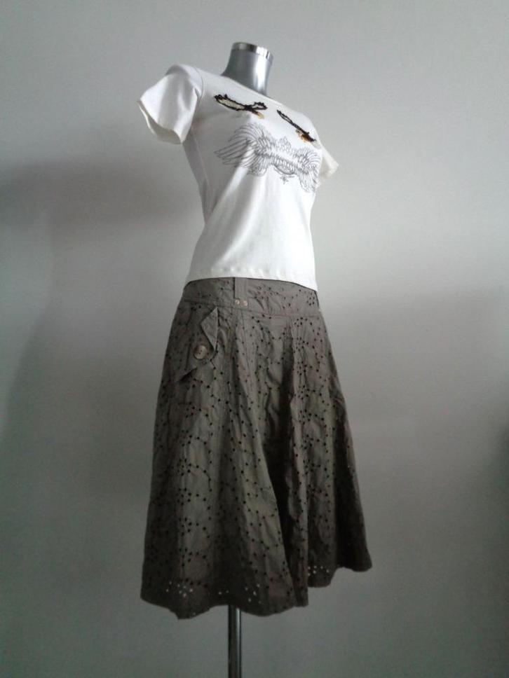 Airfield taupe rok maat medium NIEUW met kaartje, Kleding | Dames, Rokken, Nieuw, Maat 38/40 (M), Overige kleuren, Knielengte