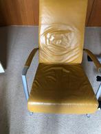 2 leren Harvink fauteuils mosterd geel, Modern, Gebruikt, Leer, Ophalen