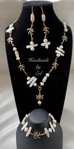 Collier armband oorbellen zoetwaterparels, Sieraden, Tassen en Uiterlijk, Kettingen, Verzenden, Nieuw, Goud, Overige materialen