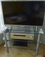 Televisietafel glas/metaal, Huis en Inrichting, Ophalen, Gebruikt, 50 tot 100 cm, Glas