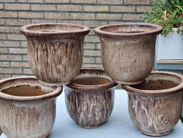 Zgn. "BEL"   bloempotten ,           cappuccino  terracotta  beschikbaar voor biedingen