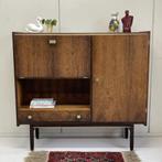 Highboard vintage midcentury barkast klep wandkast Rosewood, Huis en Inrichting, Kasten | Wandmeubels, Overige materialen, 100 tot 150 cm