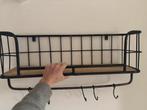 Industrieel wandrek met hout en metalen haken, Gebruikt, Minder dan 100 cm, Metaal, Ophalen