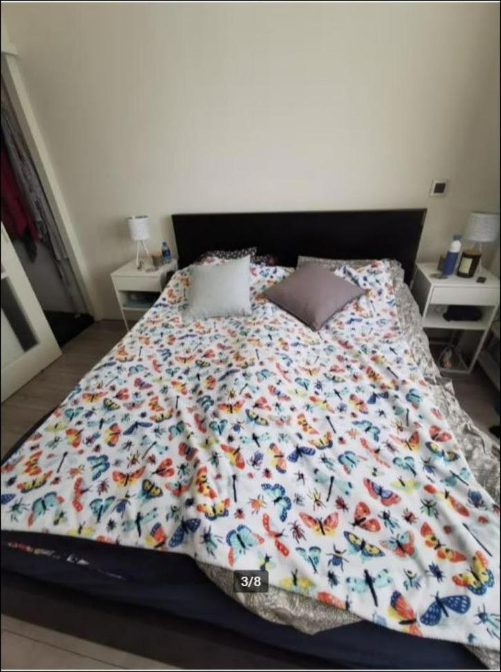Bedonderstel, hoog, zwartbruin, 160x200 cm, Huis en Inrichting, Slaapkamer | Matrassen en Bedbodems, 160 cm, 200 cm, Tweepersoons