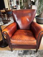 schaapsleren fauteuil, Huis en Inrichting, Ophalen, Gebruikt, 75 tot 100 cm, Hout