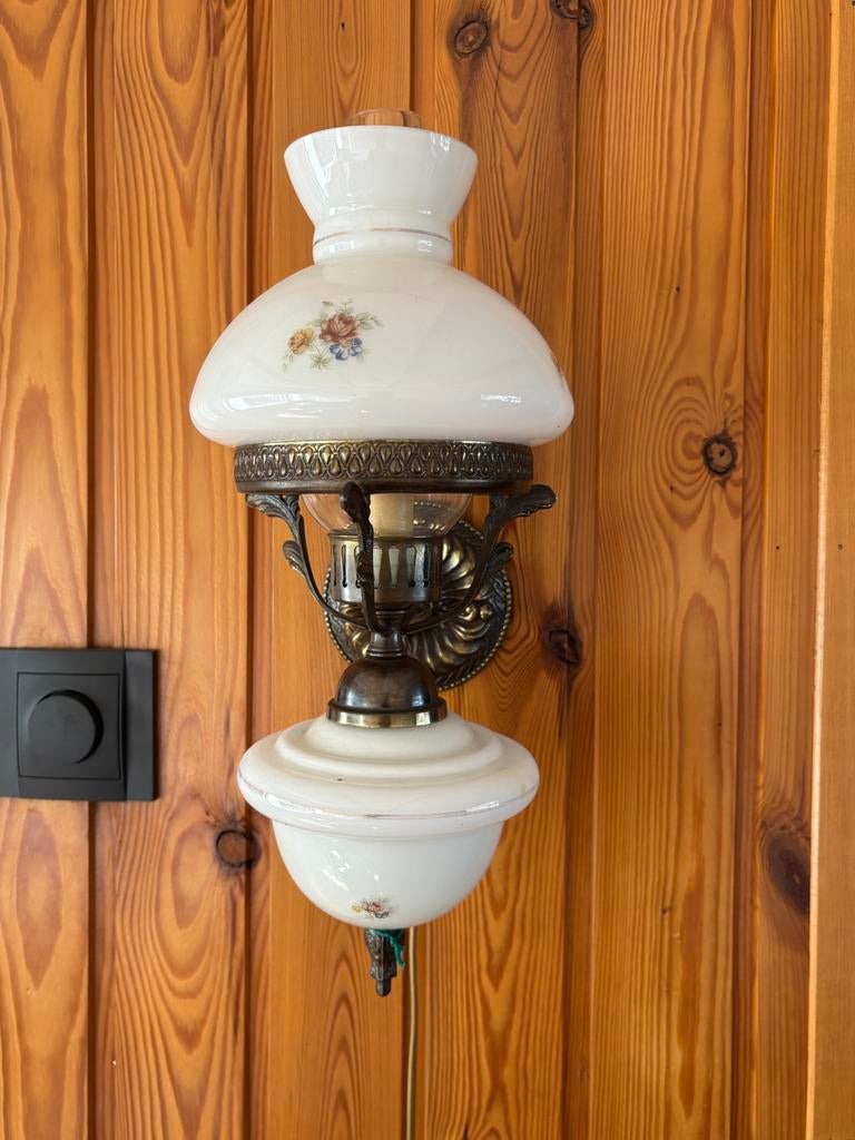 Vintage Wandlamp met Bloemmotief - Klassieke Stijl, Antiek en Kunst, Ophalen