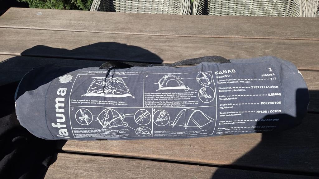 Lafuma Knab katoenen 2-persoons tent - Goede staat, Caravans en Kamperen, Tenten, Ophalen of Verzenden, Gebruikt, Tot en met 2
