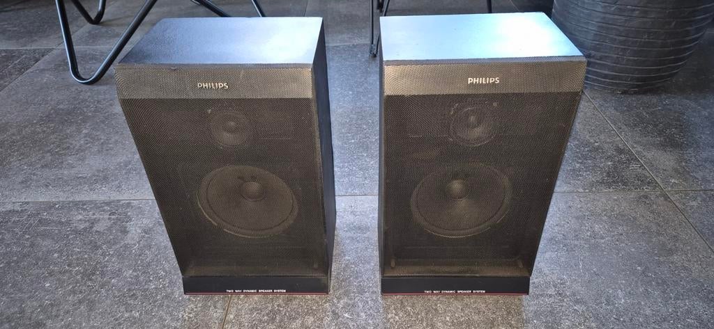 Vintage speakers Philips FB 462 (gerenoveerd), Audio, Tv en Foto, Ophalen of Verzenden, Minder dan 60 watt, Front, Rear of Stereo speakers