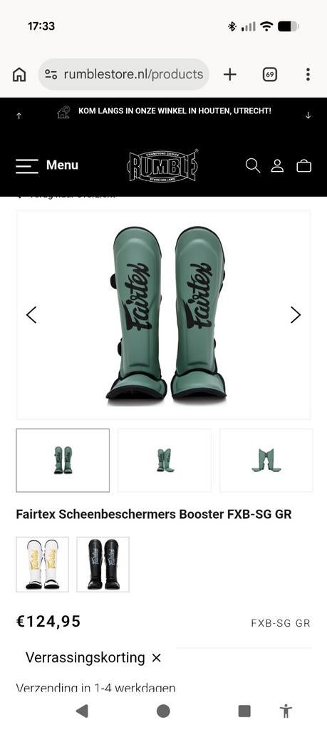 Fairtex FXB-SG GR scheenbeschermers, Sport en Fitness, Vechtsporten en Zelfverdediging, Ophalen of Verzenden