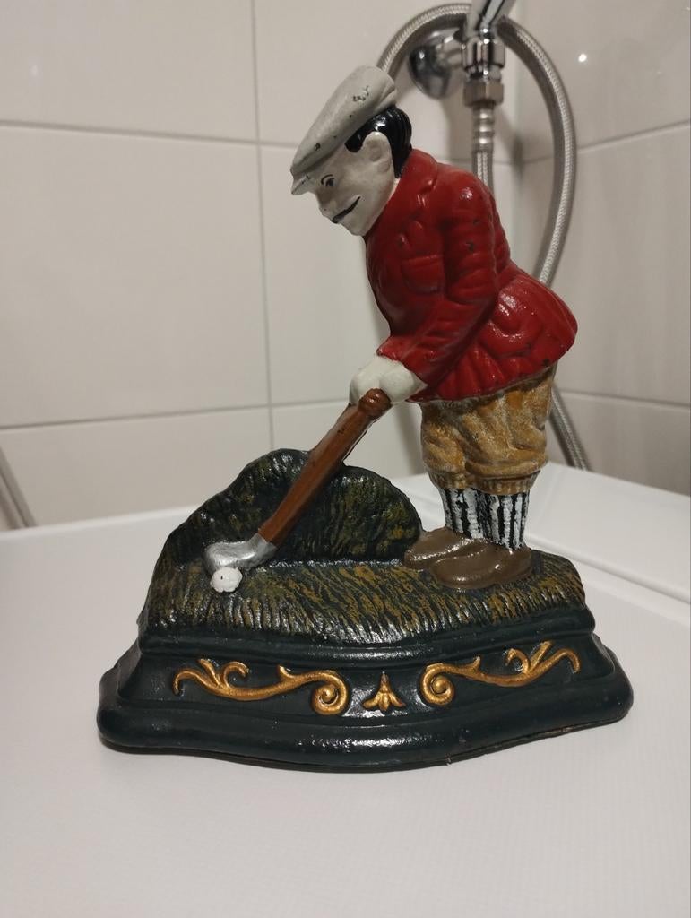 Oude bijna antieke gietijzeren deurstopper Wright Studios, Antiek en Kunst, Curiosa en Brocante, Ophalen of Verzenden