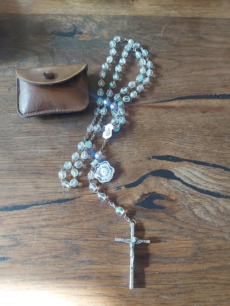 Prachtige oude Vintage Italiaanse Aurora Borealis rozenkrans, Ophalen of Verzenden