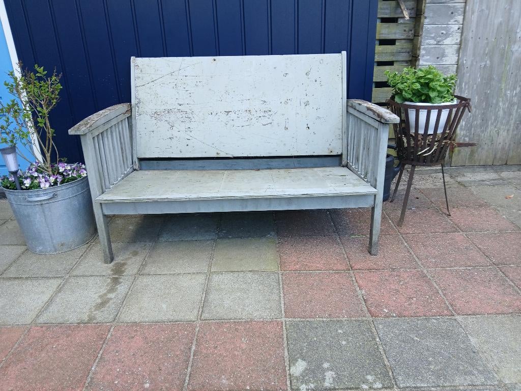 Gratis bankje, heeft een klein beetje liefde nodig., Ophalen, Gebruikt, Hout, Verstelbaar