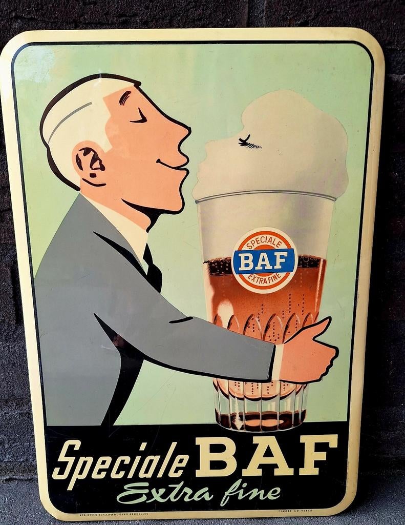 Oude Belgische bier reclame., Verzamelen, Ophalen of Verzenden, Gebruikt, Reclamebord