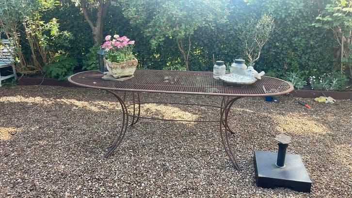 Tuintafel ijzer/ corton staal, Ophalen of Verzenden, Gebruikt, Ovaal, Metaal