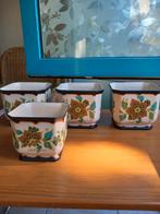 3x grote en 1x kleine bloempotten modeca gouda plateel, Ophalen