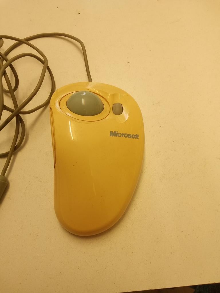 Vintage Microsoft Trackball Muis - Bedraad PS/2, Computers en Software, Muizen, Gebruikt, Trackpad, Bedraad, Ophalen of Verzenden