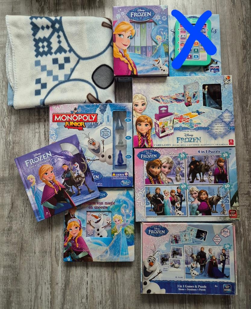 Pakket Frozen, o.a. spelletjes, boek, puzzels, fleece deken, Ophalen of Verzenden, Meer dan 50 stukjes, Zo goed als nieuw, 4 tot 6 jaar