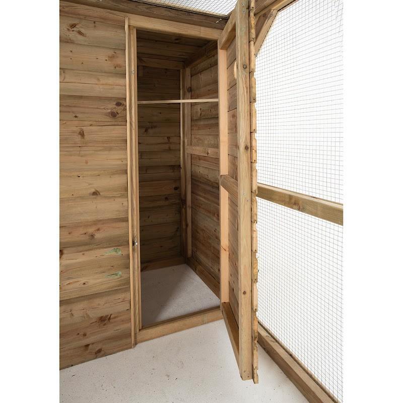 Vogel voliere Timo met nachthok en sluis, Dieren en Toebehoren, Vogels | Hokken en Kooien, Ophalen of Verzenden, Nieuw, Hout, Volière