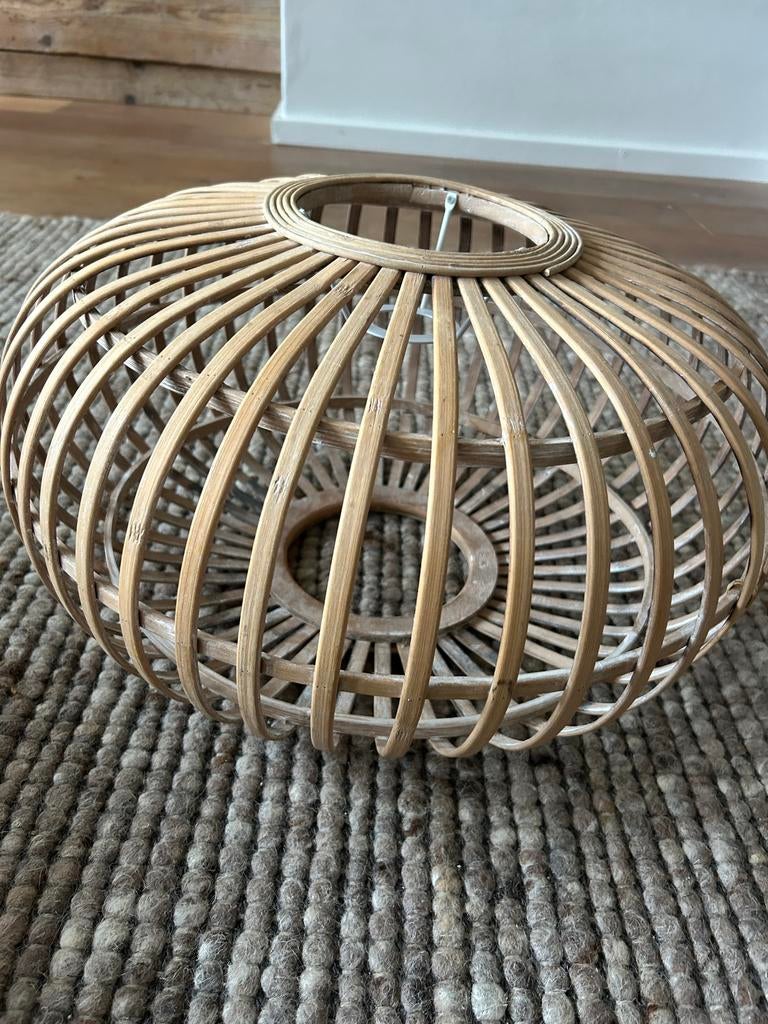 Bamboe hanglamp als nieuw, Ophalen, Zo goed als nieuw, Rond