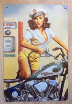 Harley Motor Sexy Retro Pin Up Metalen Garage Wandbord, Ophalen of Verzenden, Nieuw, Auto's