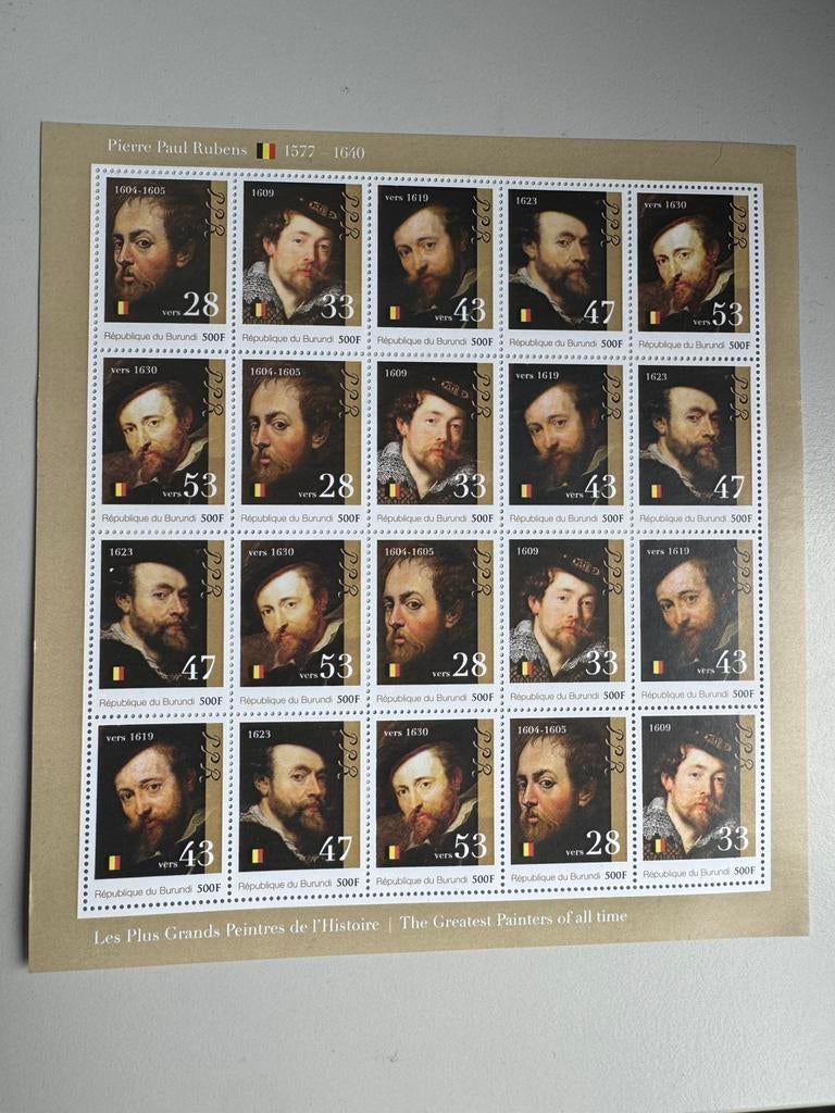 Burundi blok Peter Paul Rubens, Postzegels en Munten, Ophalen of Verzenden, Postfris