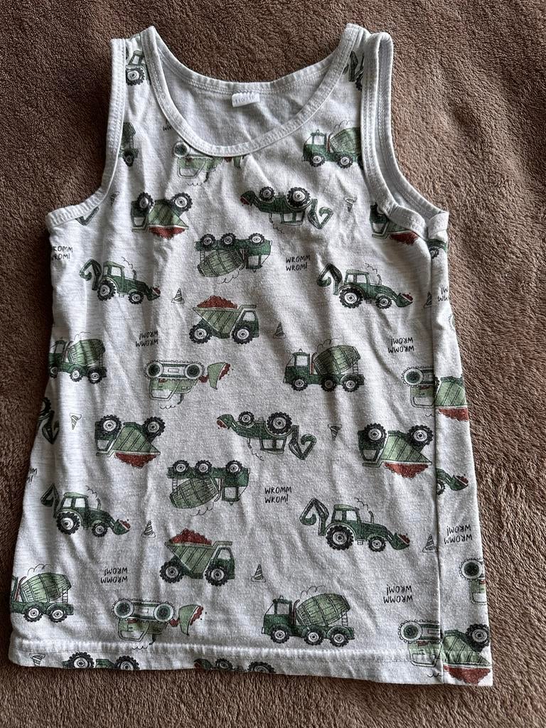 Stoer jongens hemd met bouwvoertuigen print 110/116, Kinderen en Baby's, Kinderkleding | Maat 110, Ophalen of Verzenden, Gebruikt