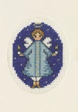 Borduurpakket Kerstkaart blauwe engel 9270, Geen, Geen, Nieuw, Ophalen of Verzenden