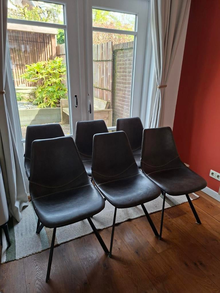 Zes eetkamerstoelen (kleine prijs is oké!), Ophalen, Gebruikt, Zwart, Leer
