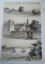 126 Doorwerth kasteel en Doorwerthschen Berg Foto Litho 1887, Antiek en Kunst, Ophalen of Verzenden