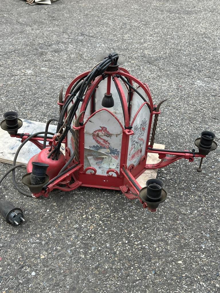 Vintage antiek lamp uit kermistent brocante metaal, Ophalen, Gebruikt, Metaal