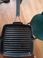 Staub grillpan 24 cm, Ophalen of Verzenden, Gebruikt, Gietijzer, Koekenpan of Braadpan