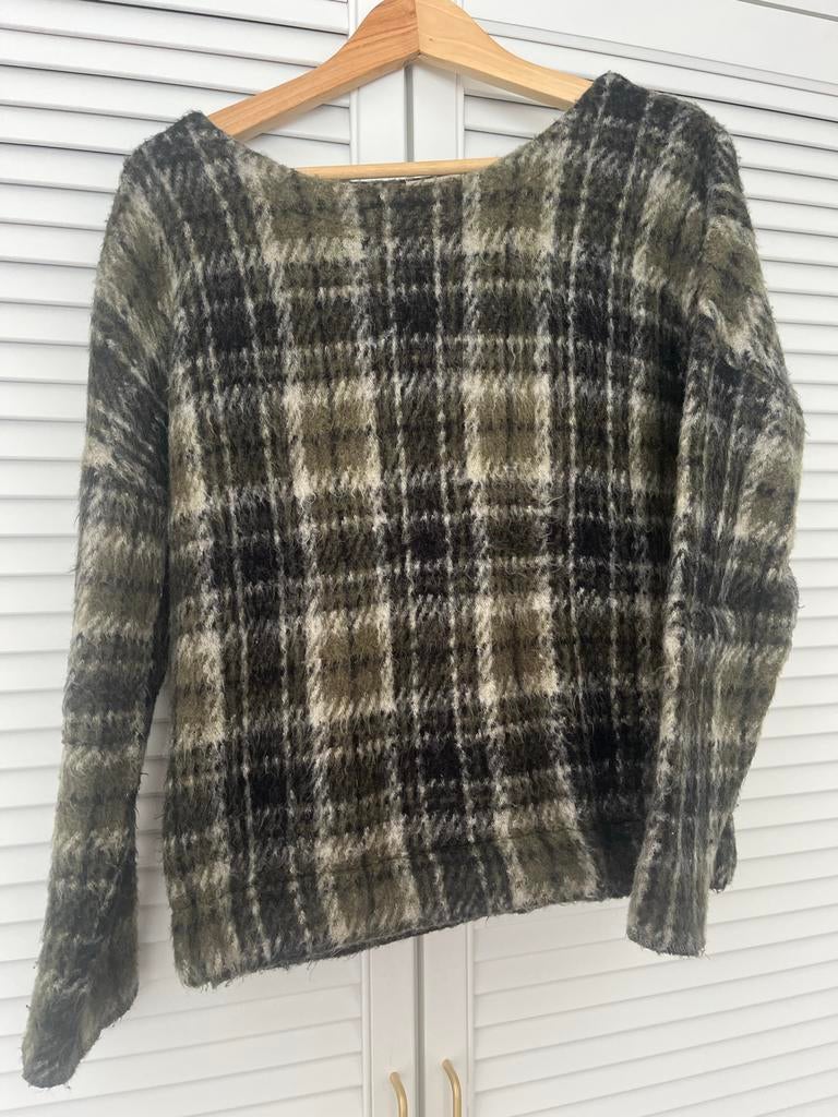 Bellerose dames trui mt 2 groen/grijs ruitpatroon, maat M, Ophalen of Verzenden, Gedragen, Maat 38/40 (M), Groen