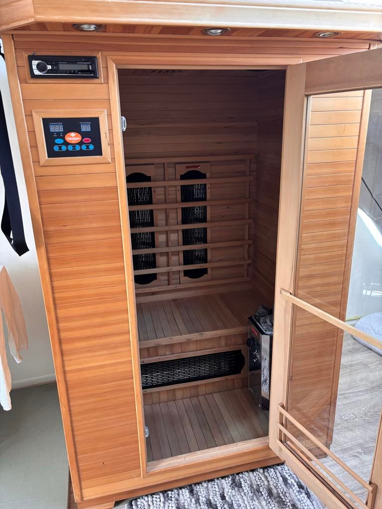 sauna infrarood met opgietkachel zgan (2024), Sport en Fitness, Sauna, Zo goed als nieuw, Complete sauna, Infrarood, Ophalen