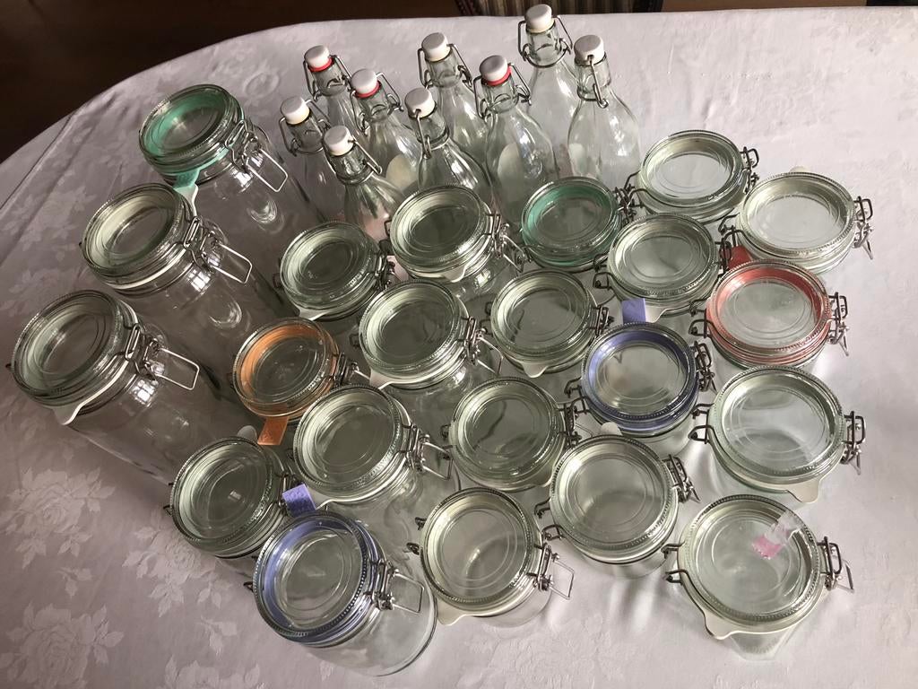 Wekpotten in 3 maten en flessen met beugelsluiting, Ophalen, Zo goed als nieuw, Glas, Pot, Bus of Blik