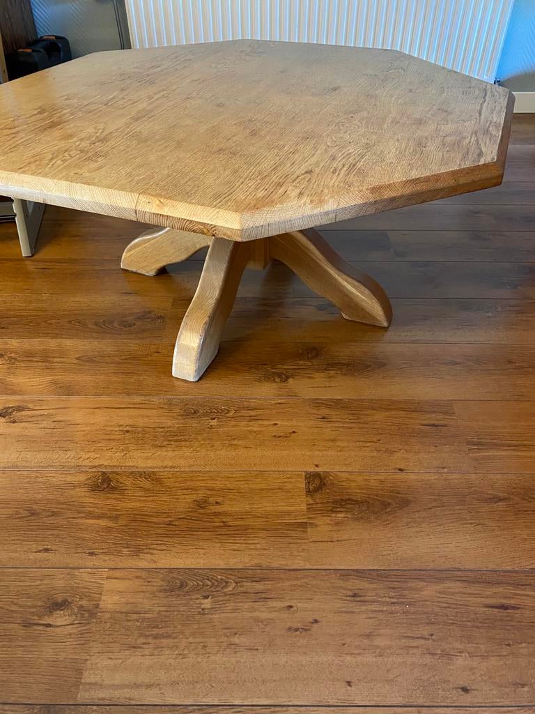 Licht eiken salontafel 8 hoeken, Ophalen, 100 tot 150 cm, Rond, Zo goed als nieuw