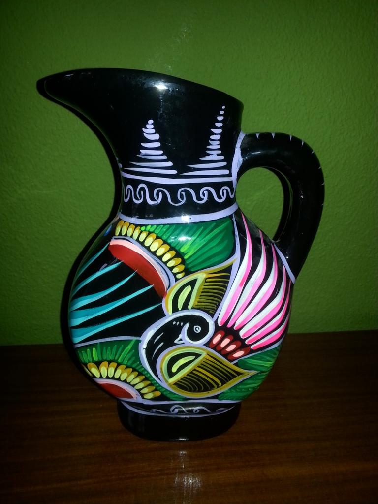 Mexicaanse Vaas Kan Kleurrijk Kitsch Kitchen Aardewerk, Huis en Inrichting, Woonaccessoires | Vazen, Zo goed als nieuw, Overige kleuren