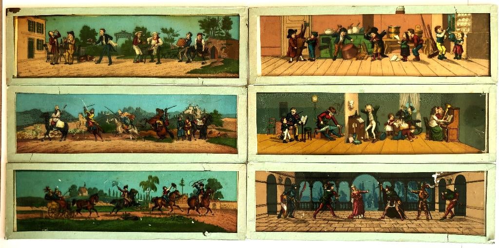 6 toverlantaarn platen 7 x 22 cm, Ophalen of Verzenden