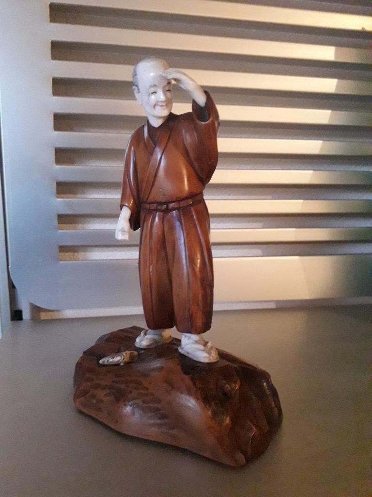 ANTIEK TOPSTUK JAPANS HOUTEN BEELD uit de MEIJI PERIODE, Antiek en Kunst, Ophalen of Verzenden